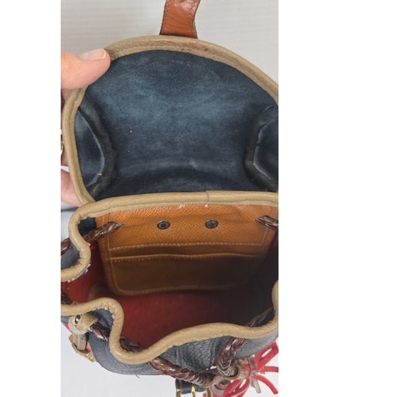 Dooney & Bourke Vintage Teton AWL Red Navy Leather Backpack Drawstring Bag - Picture 9 of 10